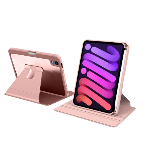 Apple iPad Mini 2021 (6.Nesil) Tablet Kılıf Zore Nayn Dönebilen Standlı Kapak - Pembe