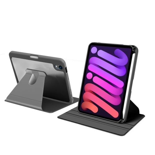 Apple iPad Mini 2021 (6.Nesil) Tablet Kılıf Zore Nayn Dönebilen Standlı Kapak - Siyah