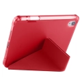 Apple iPad Mini 2021 (6.Nesil) Tablet Kılıfı Standlı Tri Folding Kalemlikli Silikon Smart Cover - Kırmızı