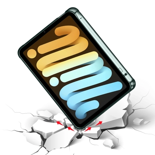 Apple iPad Mini 2021 (6.Nesil) Tablet Kılıfı Standlı Tri Folding Kalemlikli Silikon Smart Cover - Koyu Yeşil