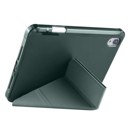 Apple iPad Mini 2021 (6.Nesil) Tablet Kılıfı Standlı Tri Folding Kalemlikli Silikon Smart Cover - Koyu Yeşil