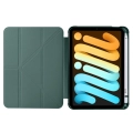 Apple iPad Mini 2021 (6.Nesil) Tablet Kılıfı Standlı Tri Folding Kalemlikli Silikon Smart Cover - Koyu Yeşil