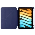 Apple iPad Mini 2021 (6.Nesil) Tablet Kılıfı Standlı Tri Folding Kalemlikli Silikon Smart Cover - Lacivert