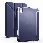 Apple iPad Mini 2021 (6.Nesil) Tablet Kılıfı Standlı Tri Folding Kalemlikli Silikon Smart Cover - Lacivert