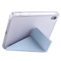 Apple iPad Mini 2021 (6.Nesil) Tablet Kılıfı Standlı Tri Folding Kalemlikli Silikon Smart Cover - Mavi