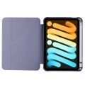 Apple iPad Mini 2021 (6.Nesil) Tablet Kılıfı Standlı Tri Folding Kalemlikli Silikon Smart Cover - Mor
