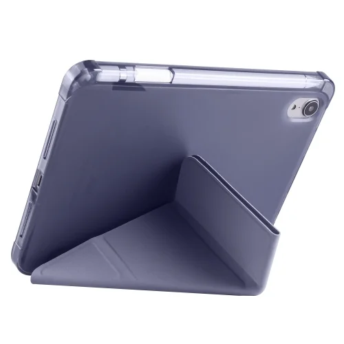 Apple iPad Mini 2021 (6.Nesil) Tablet Kılıfı Standlı Tri Folding Kalemlikli Silikon Smart Cover - Mor