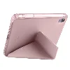 Apple iPad Mini 2021 (6.Nesil) Tablet Kılıfı Standlı Tri Folding Kalemlikli Silikon Smart Cover - Pembe