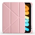 Apple iPad Mini 2021 (6.Nesil) Tablet Kılıfı Standlı Tri Folding Kalemlikli Silikon Smart Cover - Pembe