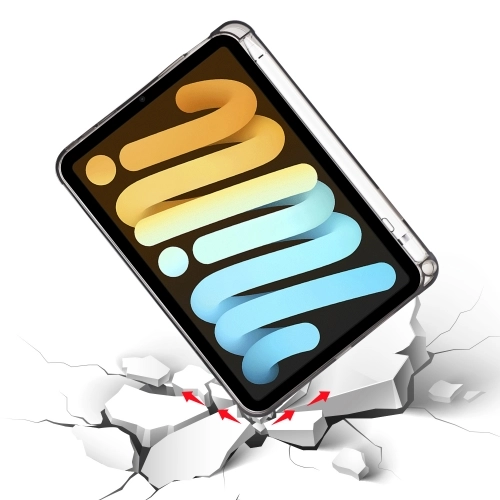 Apple iPad Mini 2021 (6.Nesil) Tablet Kılıfı Standlı Tri Folding Kalemlikli Silikon Smart Cover - Siyah