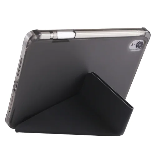 Apple iPad Mini 2021 (6.Nesil) Tablet Kılıfı Standlı Tri Folding Kalemlikli Silikon Smart Cover - Siyah