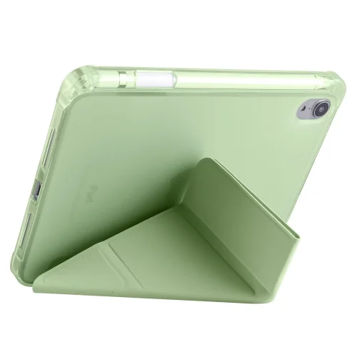 Apple iPad Mini 2021 (6.Nesil) Tablet Kılıfı Standlı Tri Folding Kalemlikli Silikon Smart Cover - Yeşil