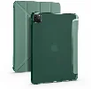 Apple iPad Pro 12.9 2021 (5. Nesil) Tablet Kılıfı Standlı Tri Folding Kalemlikli Silikon Smart Cover - Koyu Yeşil