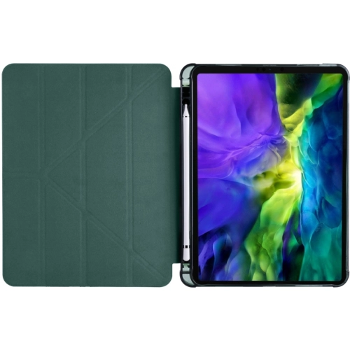 Apple iPad Pro 11 2020 Tablet Kılıfı Standlı Tri Folding Kalemlikli Silikon Smart Cover - Koyu Yeşil