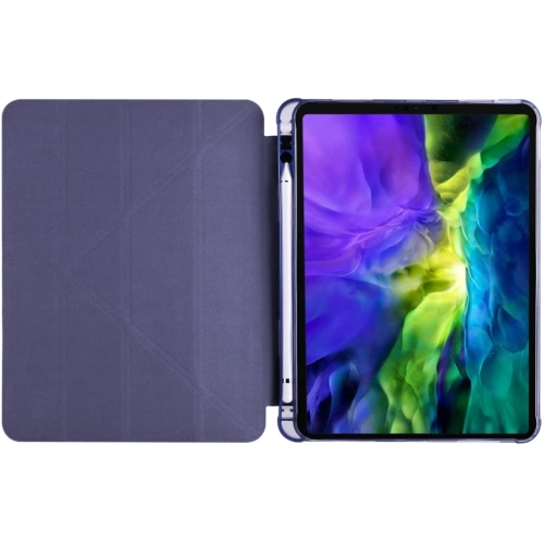 Apple iPad Pro 12.9 inç 2020 Tablet Kılıfı Standlı Tri Folding Kalemlikli Silikon Smart Cover - Mor