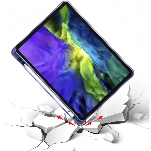 Apple iPad Pro 12.9 inç 2020 Tablet Kılıfı Standlı Tri Folding Kalemlikli Silikon Smart Cover - Siyah