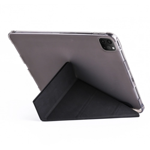 Apple iPad Pro 12.9 inç 2020 Tablet Kılıfı Standlı Tri Folding Kalemlikli Silikon Smart Cover - Siyah