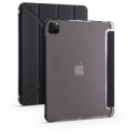 Apple iPad Pro 12.9 2021 (5. Nesil) Tablet Kılıfı Standlı Tri Folding Kalemlikli Silikon Smart Cover - Siyah