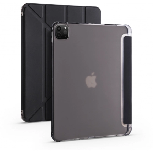 Apple iPad Pro 11 2020 Tablet Kılıfı Standlı Tri Folding Kalemlikli Silikon Smart Cover - Siyah