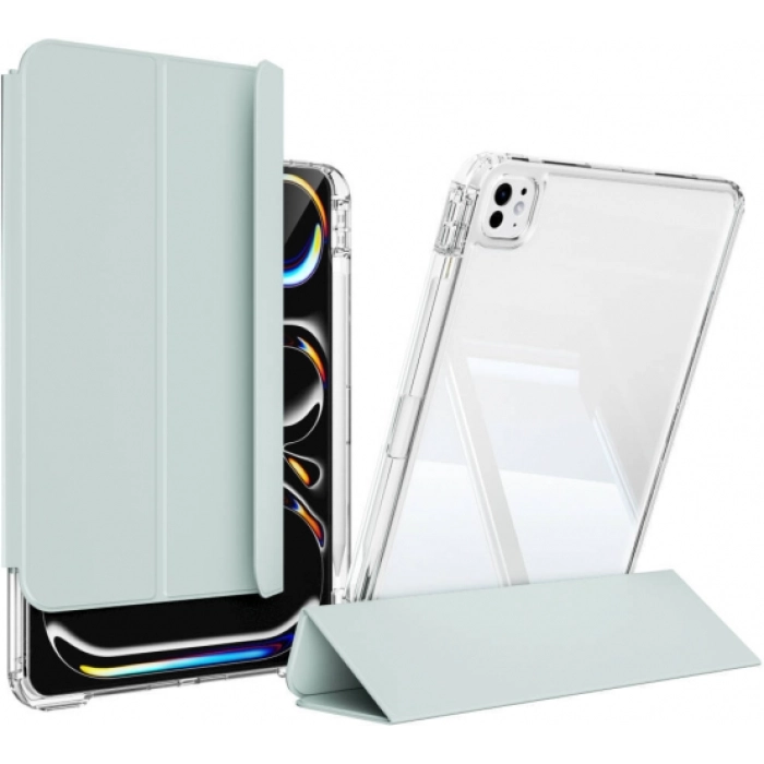 Apple iPad Pro 11 2024 ​Kılıf Magnetik Ayrılabilen Airbagli Sliding Silikon Tablet Kapak - Açık Yeşil