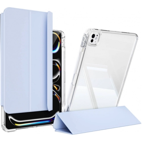 Apple iPad Pro 11 2024 Kılıf Magnetik Ayrılabilen Airbagli Sliding Silikon Tablet Kapak - Mavi Açık