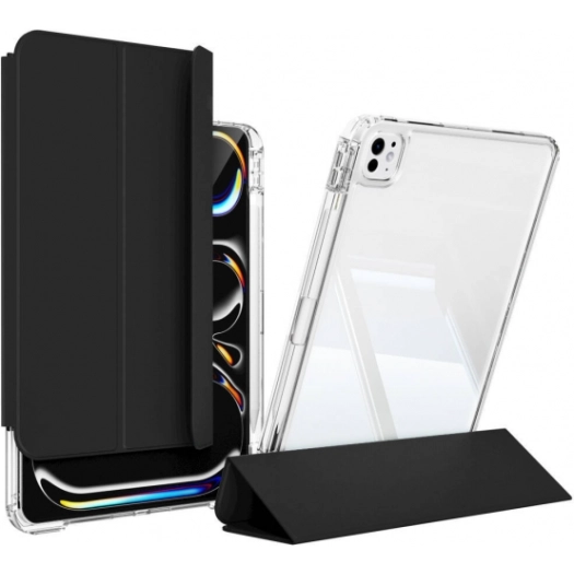 Apple iPad Pro 11 2024 ​Kılıf Magnetik Ayrılabilen Airbagli Sliding Silikon Tablet Kapak - Siyah