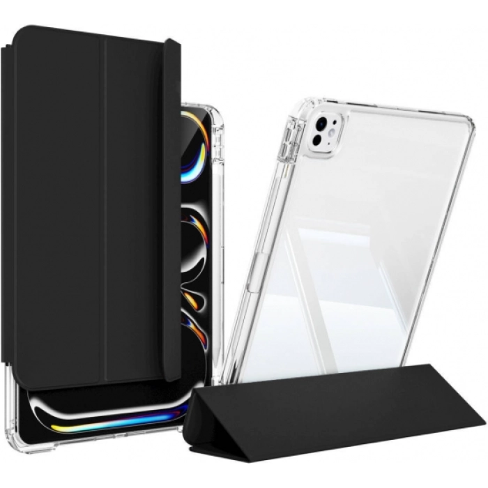 Apple iPad Pro 11 2024 ​Kılıf Magnetik Ayrılabilen Airbagli Sliding Silikon Tablet Kapak - Siyah
