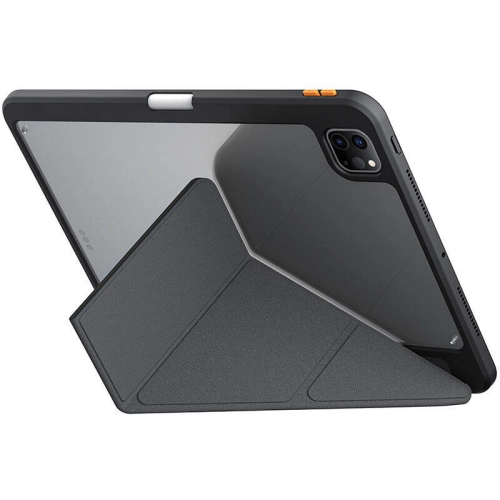 Apple iPad Pro 11 2024 Kılıf SkinArma Kabartma Baskı Tasarımlı 360 Tam Koruma Arkası Şeffaf Standlı Gamma Kılıf - Gold