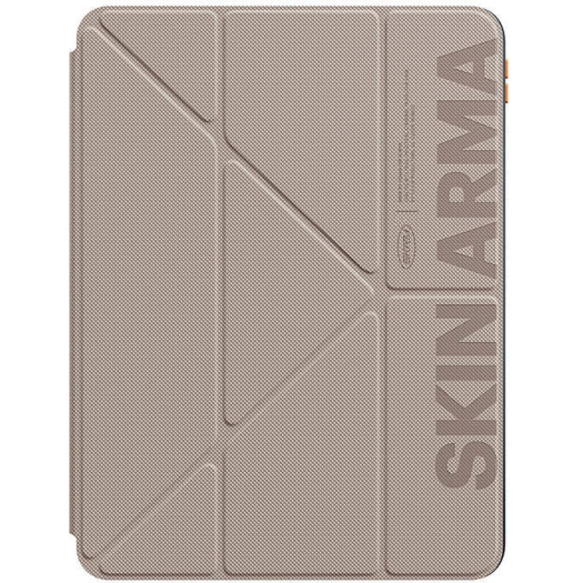 Apple iPad Pro 11 2024 Kılıf SkinArma Kabartma Baskı Tasarımlı 360 Tam Koruma Arkası Şeffaf Standlı Gamma Kılıf - Gold