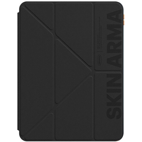 Apple iPad Pro 11 2024 Kılıf SkinArma Kabartma Baskı Tasarımlı 360 Tam Koruma Arkası Şeffaf Standlı Gamma Kılıf - Siyah