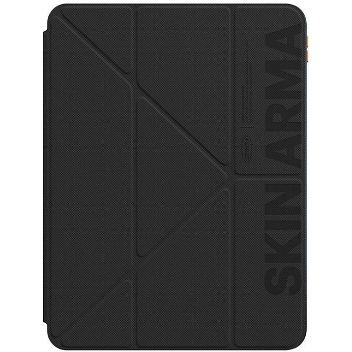 Apple iPad Pro 11 2024 Kılıf SkinArma Kabartma Baskı Tasarımlı 360 Tam Koruma Arkası Şeffaf Standlı Gamma Kılıf - Siyah