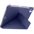Apple iPad Pro 11 2024 Tablet Kılıfı Standlı Tri Folding Kalemlikli Silikon Smart Cover - Gri