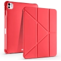 Apple iPad Pro 11 2024 Tablet Kılıfı Standlı Tri Folding Kalemlikli Silikon Smart Cover - Kırmızı