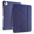 Apple iPad Pro 11 2024 Tablet Kılıfı Standlı Tri Folding Kalemlikli Silikon Smart Cover - Lacivert
