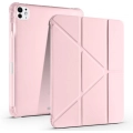 Apple iPad Pro 11 2024 Tablet Kılıfı Standlı Tri Folding Kalemlikli Silikon Smart Cover - Rose Gold