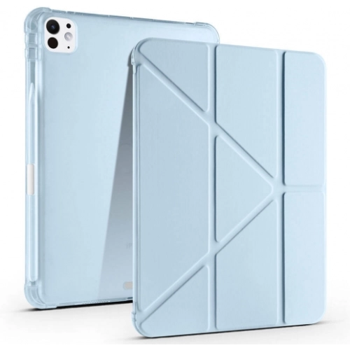 Apple iPad Pro 11 2024 Tablet Kılıfı Standlı Tri Folding Kalemlikli Silikon Smart Cover - Rose Gold