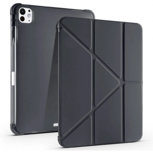 Apple iPad Pro 11 2024 Tablet Kılıfı Standlı Tri Folding Kalemlikli Silikon Smart Cover - Siyah