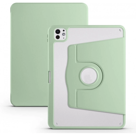 Apple iPad Pro 11 2024 Tablet Kılıfı Termik Kalem Bölmeli Dönebilen Standlı Kapak - Açık Yeşil