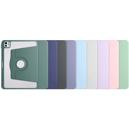 Apple iPad Pro 11 2024 Tablet Kılıfı Termik Kalem Bölmeli Dönebilen Standlı Kapak - Lacivert