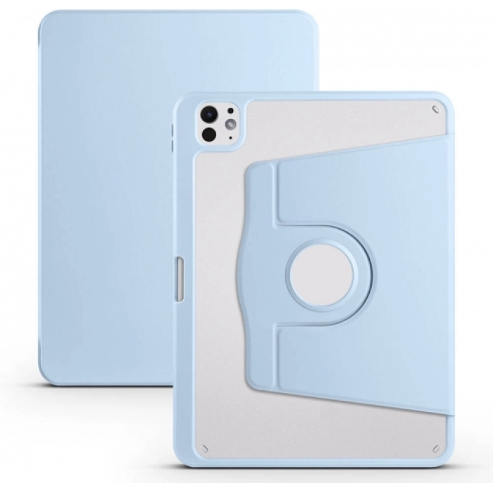 Apple iPad Pro 11 2024 Tablet Kılıfı Termik Kalem Bölmeli Dönebilen Standlı Kapak - Mavi