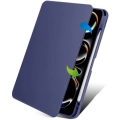 Apple iPad Pro 11 2024 Tablet Kılıfı Termik Kalem Bölmeli Dönebilen Standlı Kapak - Mavi