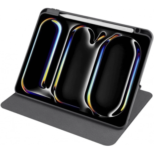 Apple iPad Pro 11 2024 Tablet Kılıfı Termik Kalem Bölmeli Dönebilen Standlı Kapak - Mavi