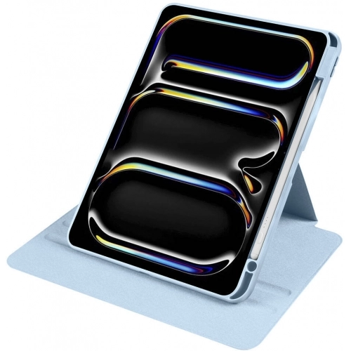 Apple iPad Pro 11 2024 Tablet Kılıfı Termik Kalem Bölmeli Dönebilen Standlı Kapak - Pembe