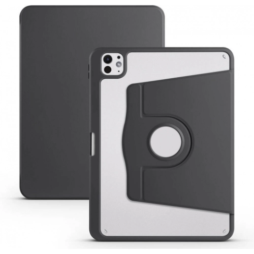 Apple iPad Pro 11 2024 Tablet Kılıfı Termik Kalem Bölmeli Dönebilen Standlı Kapak - Pembe