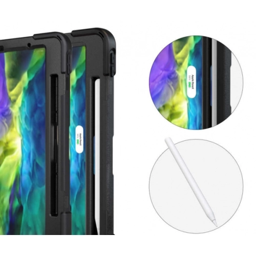 Apple iPad Pro 11 inç 2020 Kılıf Zore Defender Tablet Silikon Kalem Bölmeli - Siyah