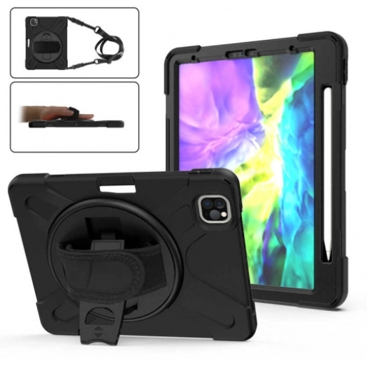 Apple iPad Pro 11 inç 2020 Kılıf Zore Defender Tablet Silikon Kalem Bölmeli - Siyah