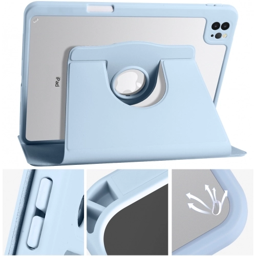 Apple iPad Pro 11 inç 2020 Tablet Kılıfı Termik Kalem Bölmeli Dönebilen Standlı Kapak - Mavi