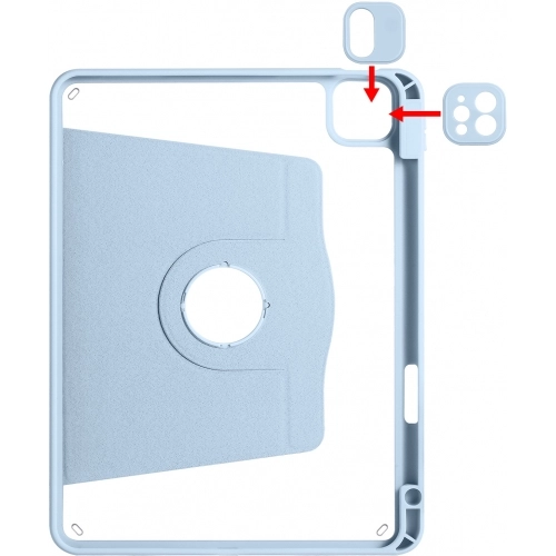 Apple iPad Pro 11 inç 2020 Tablet Kılıfı Termik Kalem Bölmeli Dönebilen Standlı Kapak - Mavi