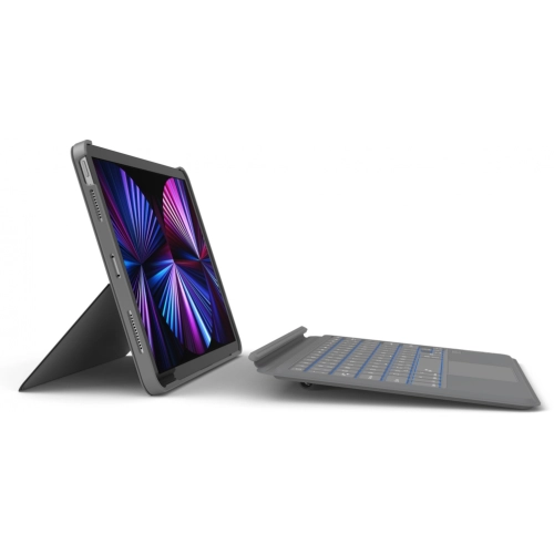 Apple iPad Pro 11 inç 2021 (3. Nesil) Klavyeli Kapak Led Işıklı Magnetik Standlı Kılıf - Gri