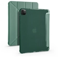 Apple iPad Pro 11 inç 2021 (3. Nesil) Tablet Kılıfı Standlı Tri Folding Kalemlikli Silikon Smart Cover - Koyu Yeşil